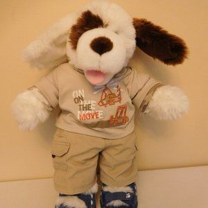 17" Build a Bear Workshop BABW White & Brown Puppy Dog w/ Clothes & Shoes